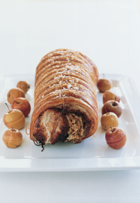 roast seasoned porl loin with crackling